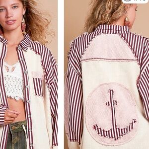 Last 1! POL Collar thermal button down long sleeves